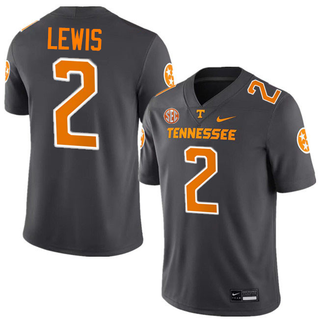 #2 Peyton Lewis UT Vols Jerseys,Tennessee Volunteers College Football Jerseys Stitched-Smoke Grey  #2 Peyton Lewis UT Vols Jerseys,Tennessee Volunteers College Football Jerseys Stitched-Smoke Grey
